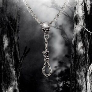 Alchemy Gothic Skull Noose Necklace – Antiqued Pewter Pendant on 18" Chain | NWT